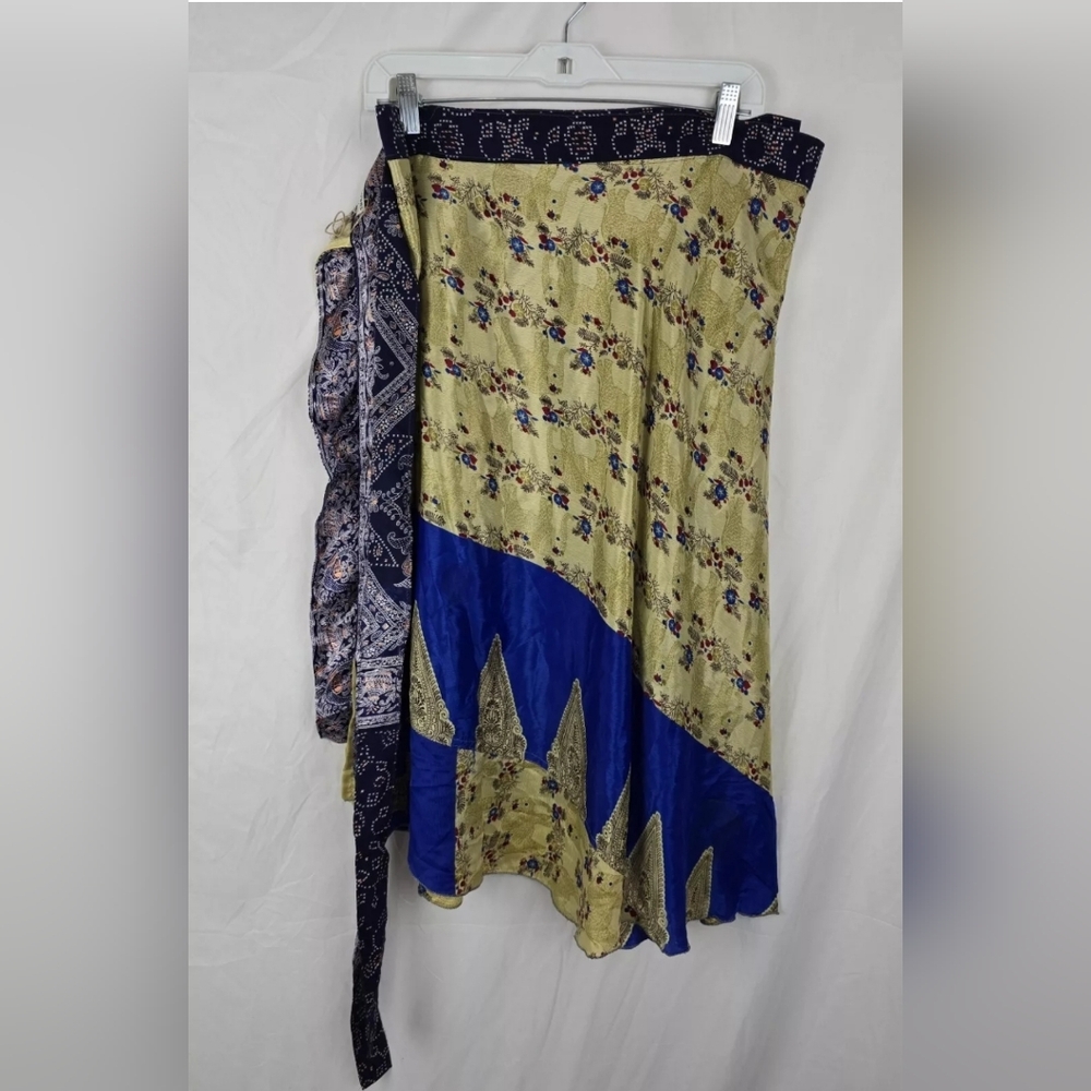 Earthbound Trading Co Reversible Satin Moroccan True Wrap Skirt One Size Boho